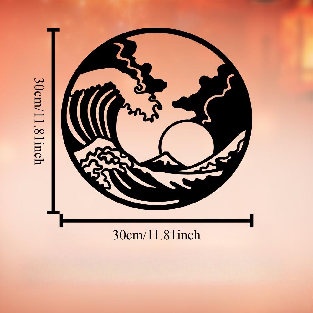

1pc Great Wave Metal Wall Art, Iconic Iron Statue Mural for Beach Party, Ocean Decor, Coastal Home, Backyard Fence, Weather Resistant Nautical Gift 12in
