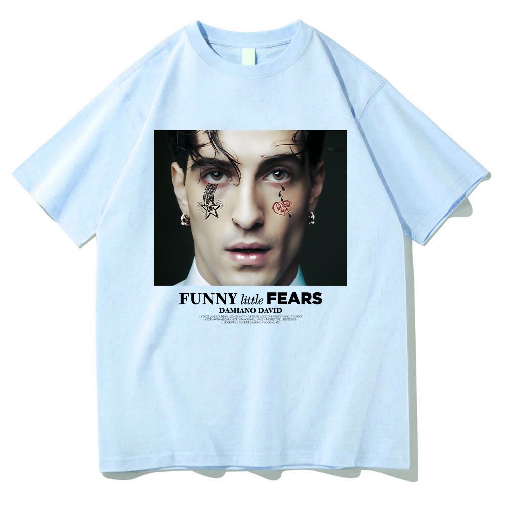 Damiano David Funny Little Fears T Shirt UnisexWomen Harajuku Y2K Aesthetic Summer Tshirt High Quality Vintage Cotton Tees Shirts