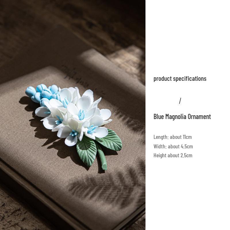 Handmade Ceramic Magnolia Incense Holder - Porcelain Flower Tea Stand Decor