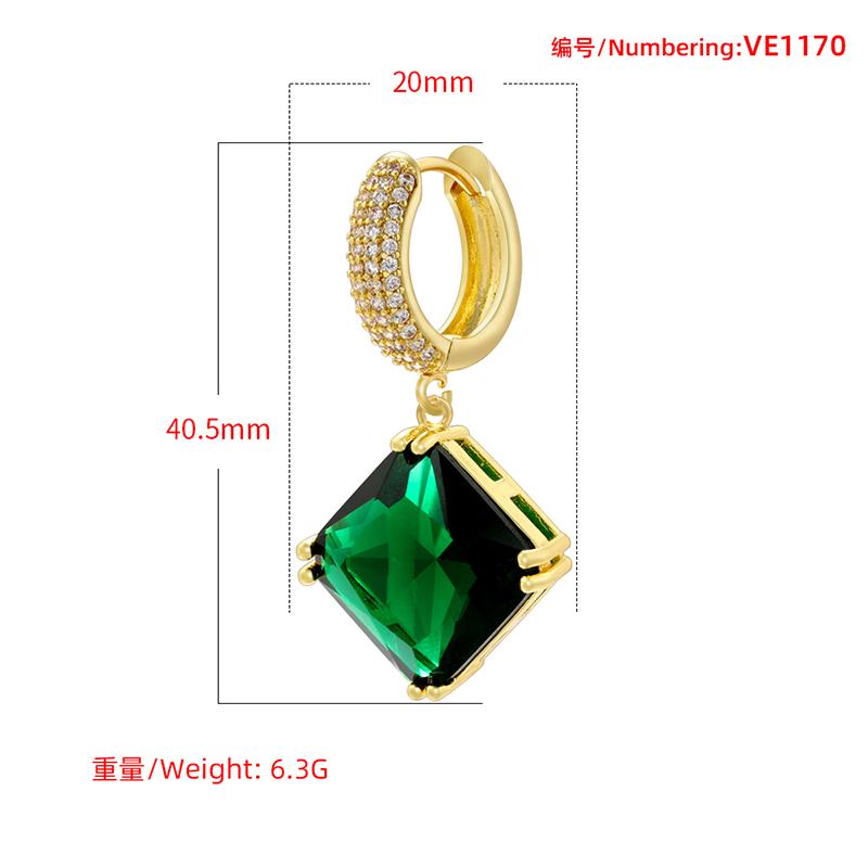 Diamond-Shaped Charm Pendant Earrings Dazzling Transparent Zirconia Statement Earrings Party Jewelry :VE1170