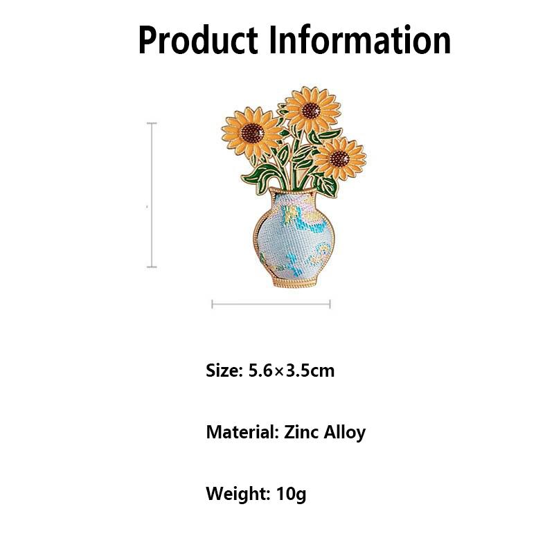 Creative Cartoon Drip Glaze Brooches Women Sunflower Bouquet Art Pins Cute Plant Exquisite Banquet Clothing Decor Jewelry Gift
