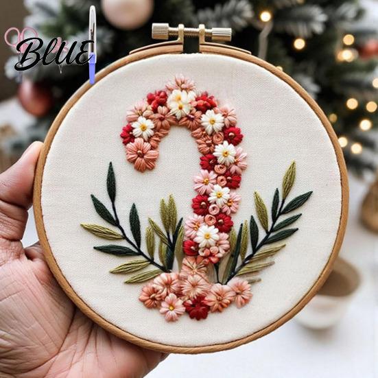 Handmade Christmas Embroidery Set with Santa Claus Landscape Starter Kit Winter Adult Craft Pattern Threads