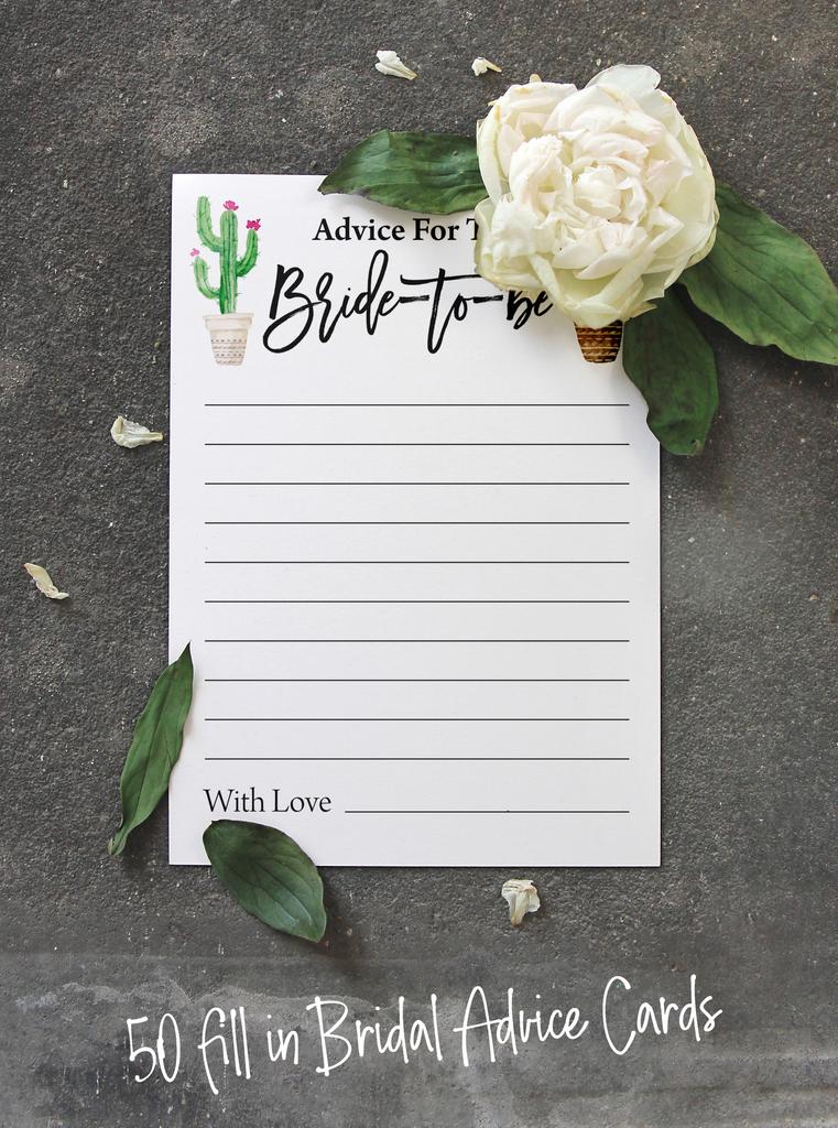 Inkdotpot Cactus Taco'Bout LoveA  Advice And Wishes Set Of 50 Bridal Shower Advice Game