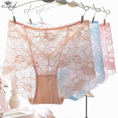 Damen-Slips mit Stickerei, atmungsaktives Mesh-Höschen, Baumwoll-Unterwäsche im Schritt, in mehreren Farben erhältlich