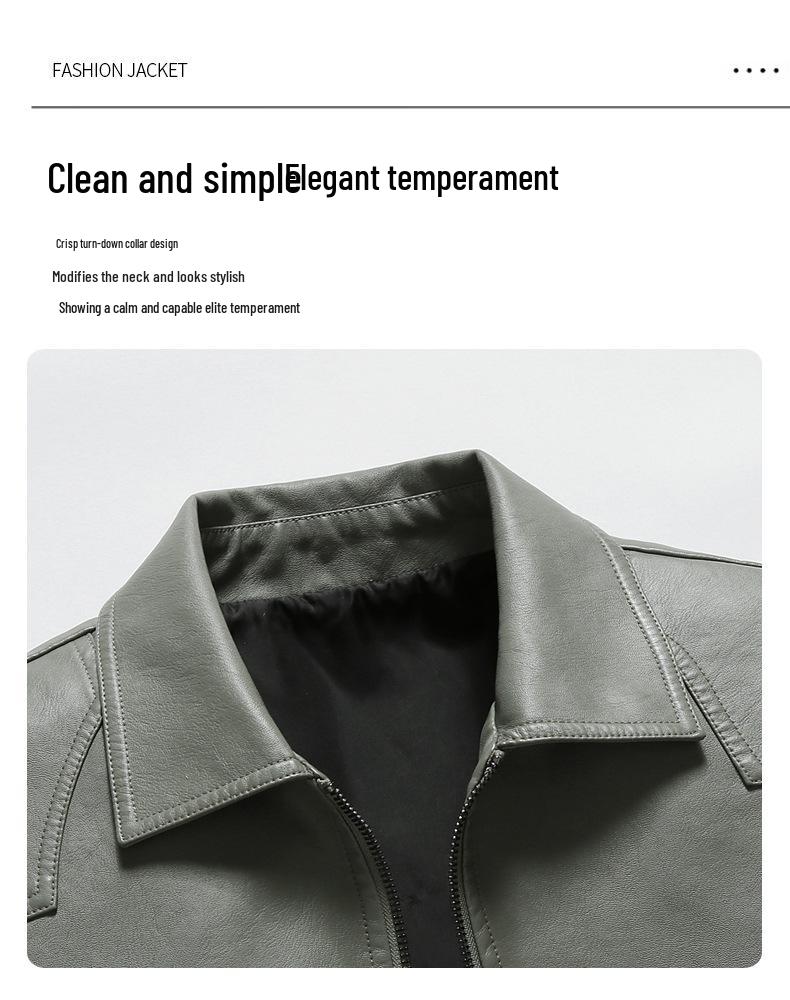Men's Plus Velvet Leather Jacket: Trendy Autumn/Winter Outerwear for Youthful Style