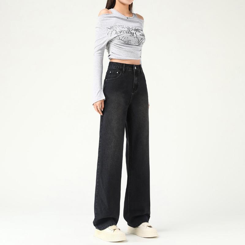 Light Blue Wide Leg Jeans Women Spring Summer Thin Loose High Waist Flowy Straight Long Pants