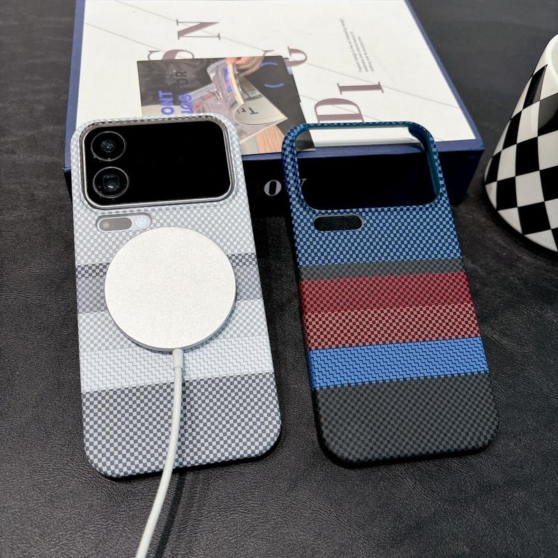 Luxury ForMagsafe For XiaoMi Mi 17 15T Pro Max Carbon Fiber Line Texture Phone Case Wireless Charge Frameless PC Magnetic Cover