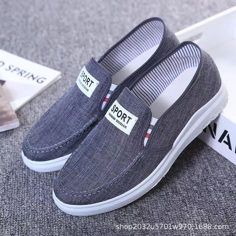 Driving Men's Cloth Shoes, New Denim Canvas Shoes, Lazy One-pedal Shoes, Light, Breathable, Non-slip and Wear-resistant Student Shoes