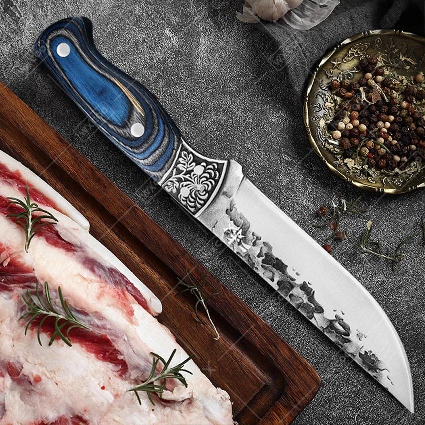 Professional Kitchen Knives Handmade Bone Cleaver Boning Chef Knife Stainless Steel Knife Peeling Fruit Forged Meat Cutting