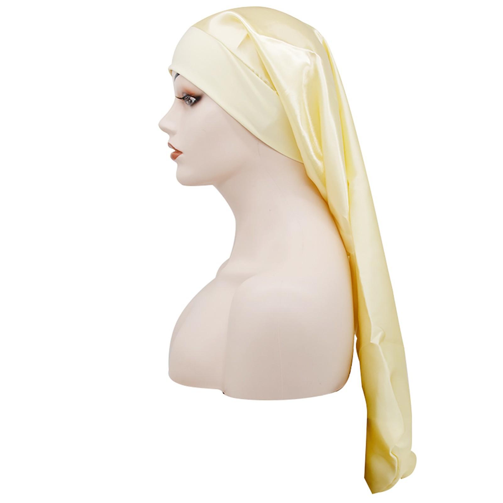 

Мужская и женская атласная эластичная шляпа, бархатная пиратская шляпа с длинным хвостом, хип-хоп-бандана большого размера One Size бежевый