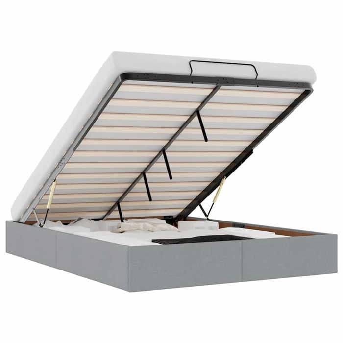 VidaXL Ottoman Bed Frames Without Mattress Light Grey 140x190 Cm Fabric, Bed Frame, Upholstered Bed Frame, Bed Frame 3310875