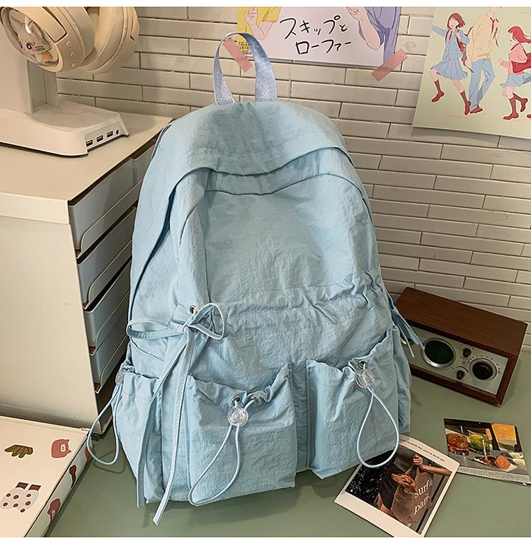 Schoolbag large capacity backpack solid color female junior high school student high school student schoolbag female college style small fresh casual