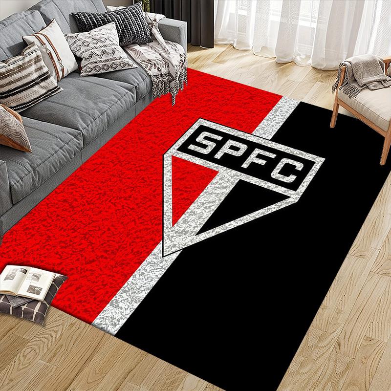 Sao Paulo FC2 Flannel Pattern Square Carpet,Area Rug,Carpet Rug for Living Room Bedroom Sofa Playroom Decor,Non-slip Floor Mat