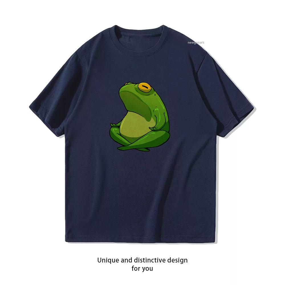 Yoga Frog Cross Legged Pose Tshirt Women Unisex Casual Cotton Graphic T Shirts Creative Streetwear Classic Aesthetic S