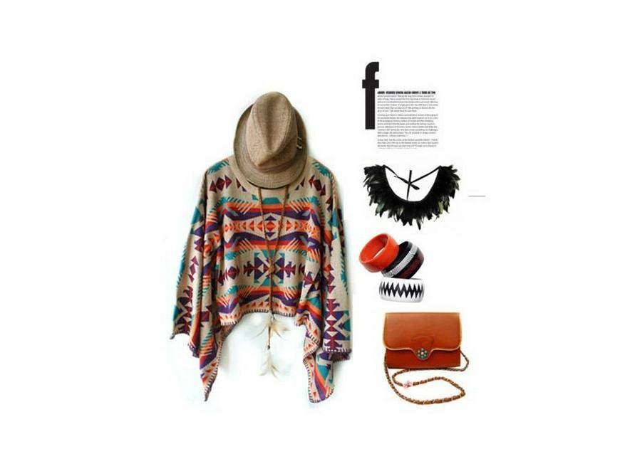 Bohemian Ethnic Toggle Hooded Cape Shawl - Thick Warm Imitation Cashmere for Women