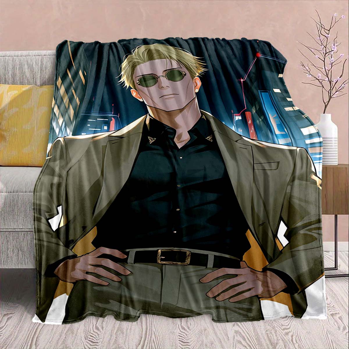

Jujutsu Kaisen Flannel Living Room Blanket Soft Warm Throw Lightweight Sofa Decor -QJY 75x90cm