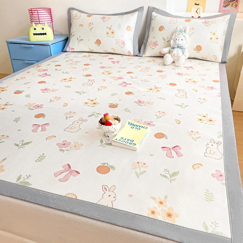 Premium End Animated Ice Silk Bed Mat Summer Cool Down Sleeping Mat Bed Adult Child Washable Cooling Bed Pad and Pillowcases