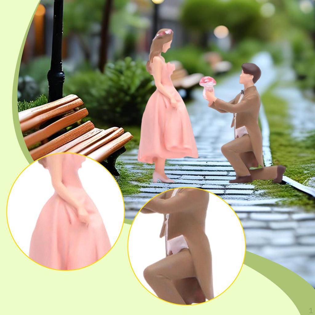 1:64 Proposal Couple Miniature Figures Set Mini Resin Figurines Desk Decor Tiny People Micro Scene