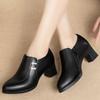 Single Shoes with Soft Leather Soles and Soft Leather Uppers, Women's Shoes with Thick Heels, Leather Shoes