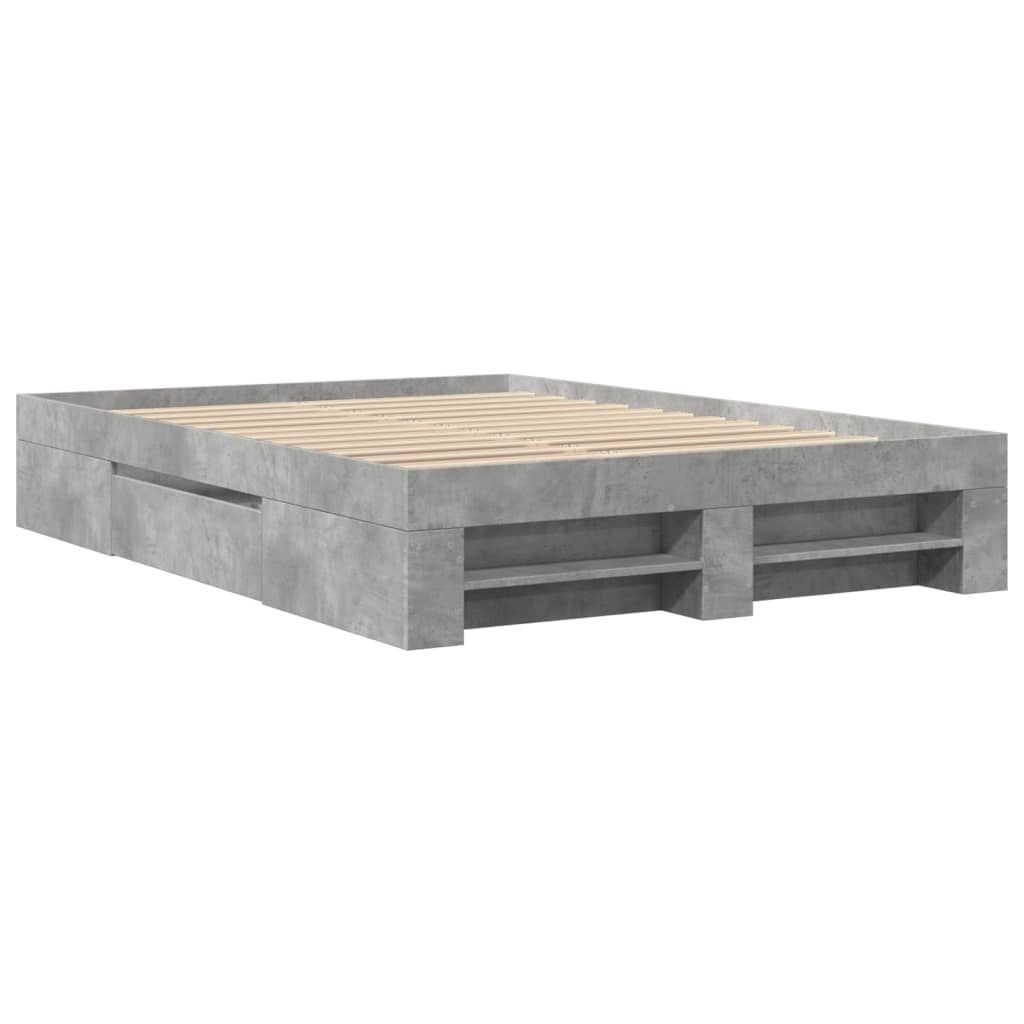Vidaxl Rama Łóżka, Szarość Betonu, 135X190 Cm, Materiał Drewnopochodny