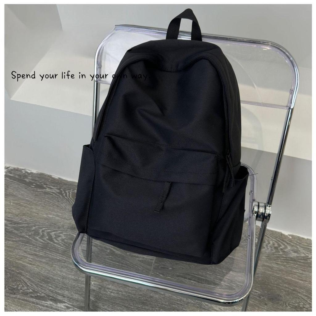 Mochila de Color Sólido Estilo Coreano Para Estudiantes, Mochila Unisex Simple de Gran Capacidad Para Escuela Secundaria y Universidad