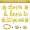 Cheers & Beers to 30 Years Gold Glitter Banner - 30th Birthday Decorations for Him/Her - 30th Birthday Gifts - 30 Years Anniversary Decorations -