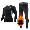 Men's Winter Fleece-Lined Warm Compression Suit for Sports and Outdoor Training