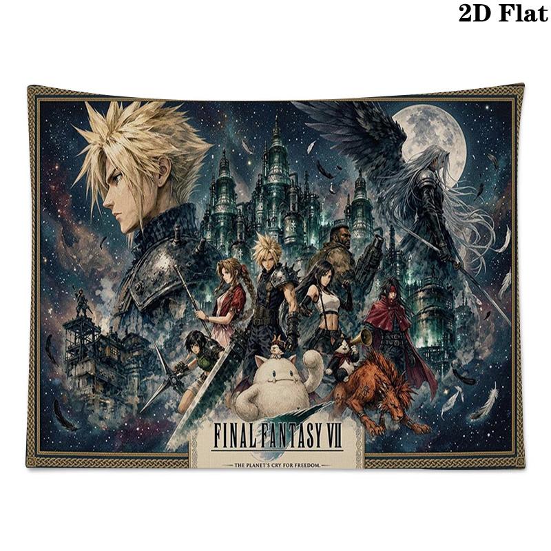 ffvii Game Wall Tapestry Aesthetic Wall Hanging Printed Fabric Blanket Decorative Tapestries for Bedroom Living Room Home Decor