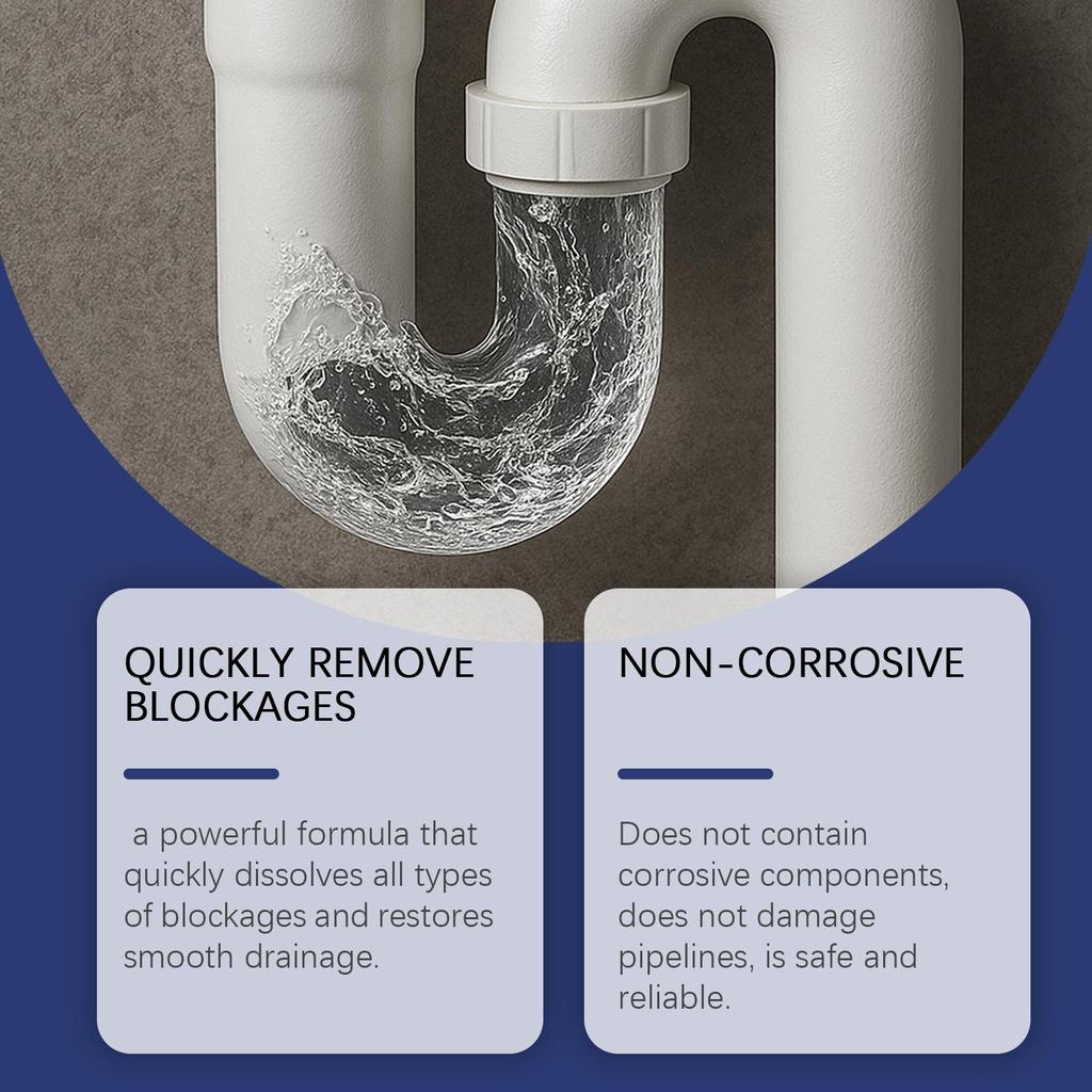 300g Kraftfullt Avloppsrengöringspulver Snabbtverkande Rörrensare Tar bort Hår Fett Matavfall för Köksho Badrumsdusch Toa