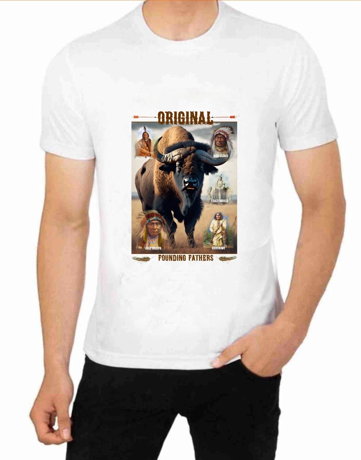 Original Founding Fathers Native American Indian Art T-Shirt Art Vintage Print S