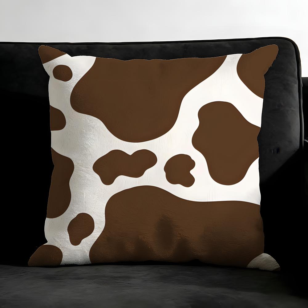 Brown White Cow Hot Cushion Cover Pillowcase Ultra Soft Skin Friendly Fabric Cloud Like Comfort & Concealed Zipper