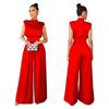 Women Sleeveless Casual Jumpsuit Fashion Female Fashionable Wide Leg Pants Fitted Waist Jumpsuit