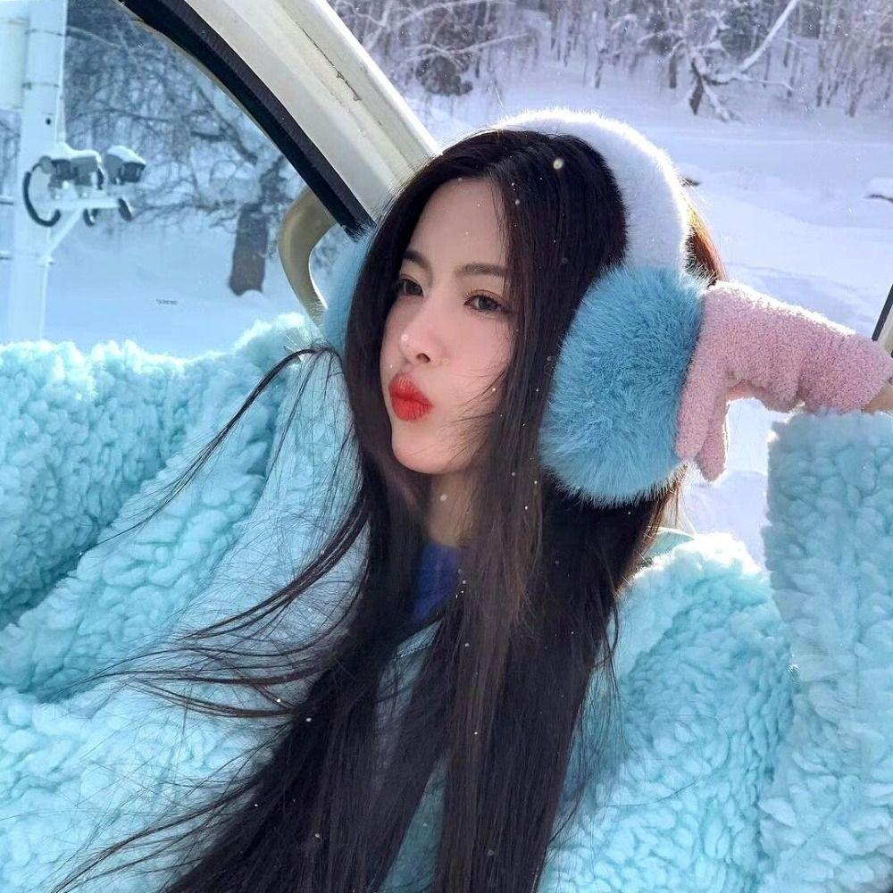 

Solid Color Winter Earmuffs Folding Foldable Ear Cover Cute Imitation Fur Plush Earmuffs Outdoor розовый