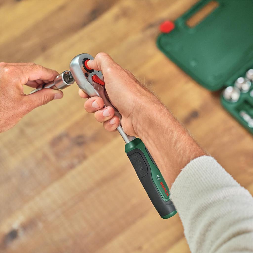Bosch Drive Ratchet Ratchet for Multiple DIY High Torque Up to 768 Lock Intuitive Direction Curved Ergonomic Soft 1/2-Inch (Powerful Applications, Nm,