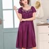 Women's Ice Silk Nightgown Sleepwear Round Neck Nightie Short Sleeves Nightshirt Summer Sleepwear Nightdress Sleep Dress