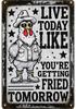 Chicken Metal Tin Sign Vintage 2D Flat with 3D Visual Effect Metal Post Wall Art for Chicken Coops Farms Yards Home Bar Cafe