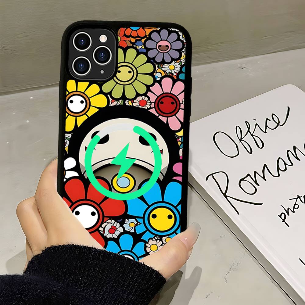T-Takashi Flower M-Murakami For Magsafe Magnetic Wireless For IPhone 16 15 14 13 12 11 17 Pro Max Plus Phone Case