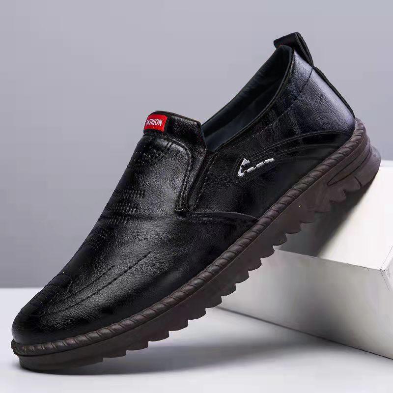Men's leather shoes spring and summer new soft surface soft sole one pedal business men's shoes hollow breathable shoes