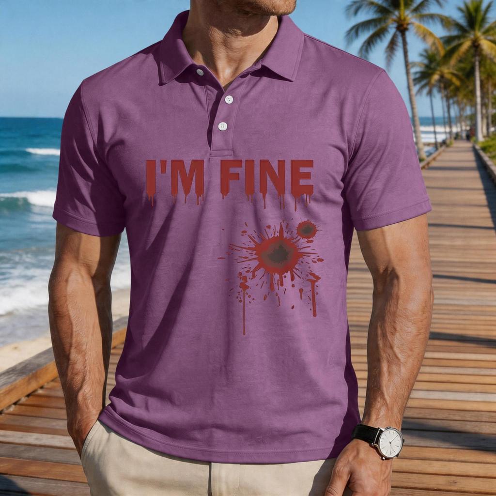 Men's Casual Short Sleeve Polo Shirt Loose Fit Halloween Graphic Print Lightweight Comfortable Top for Everyday Wear