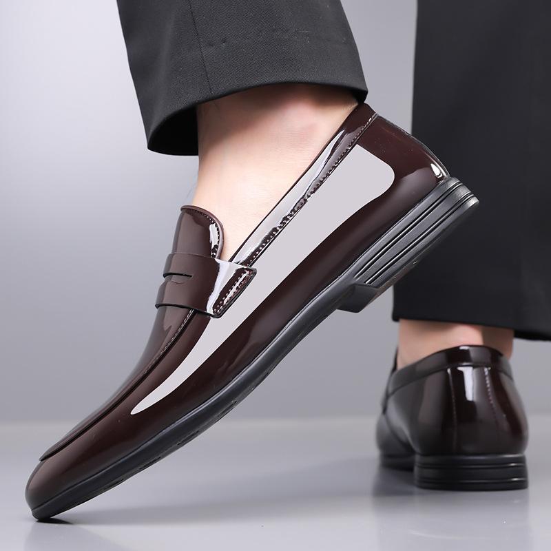 Bright Leather Lacquered Men's Spring New Korean Version of Casual Small Leather Shoes for Men's British Versatile One-pedal Lazy Shoes for Men