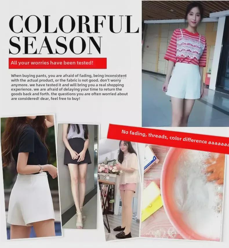 Women's High-Waist White Suit Shorts – Spring 2024 A-Line Slim Fit, Loose Wide-Leg Casual Fashion