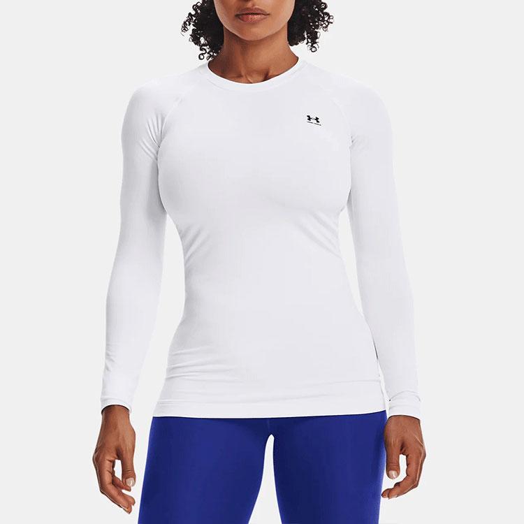 Under Armour Round Neck Sports Training Long Sleeve T-Shirt Women tops White 1368701-100