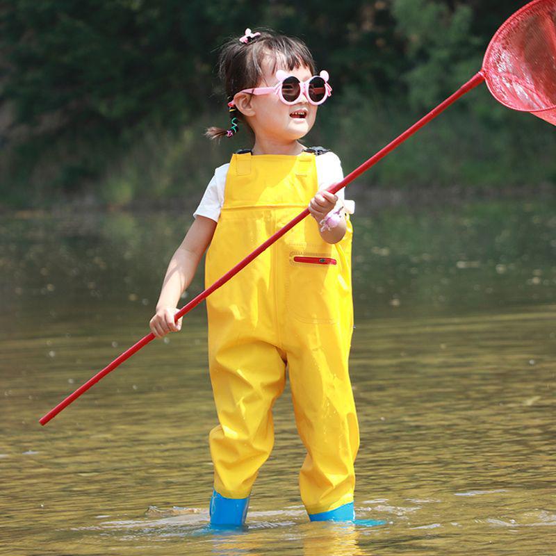 Kids' Waterproof One-Piece Waders for Sand, Water Play, and Rain with Boots