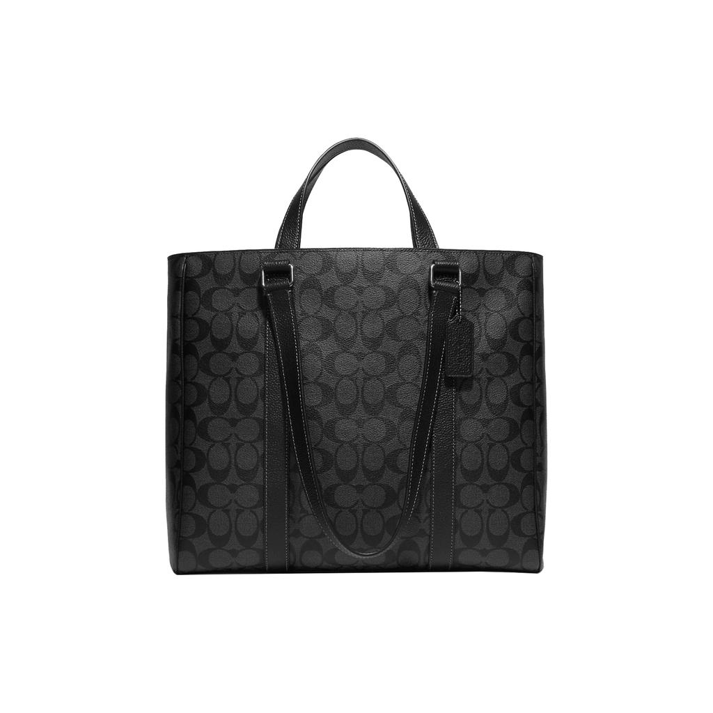 New COACH Hudson Leather Tote One Shoulder Handbag Large Size Women's Black CB849-QBMI5