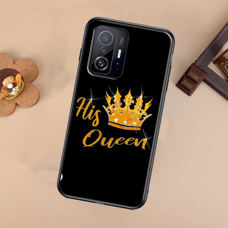 Crown QUEEN & KING Couples Case For Xiaomi 14T 11T 12T 13T Pro 13 14 Ultra POCO X7 Pro X3 X5 F3 F5 F6 M6 X6 Pro Cover