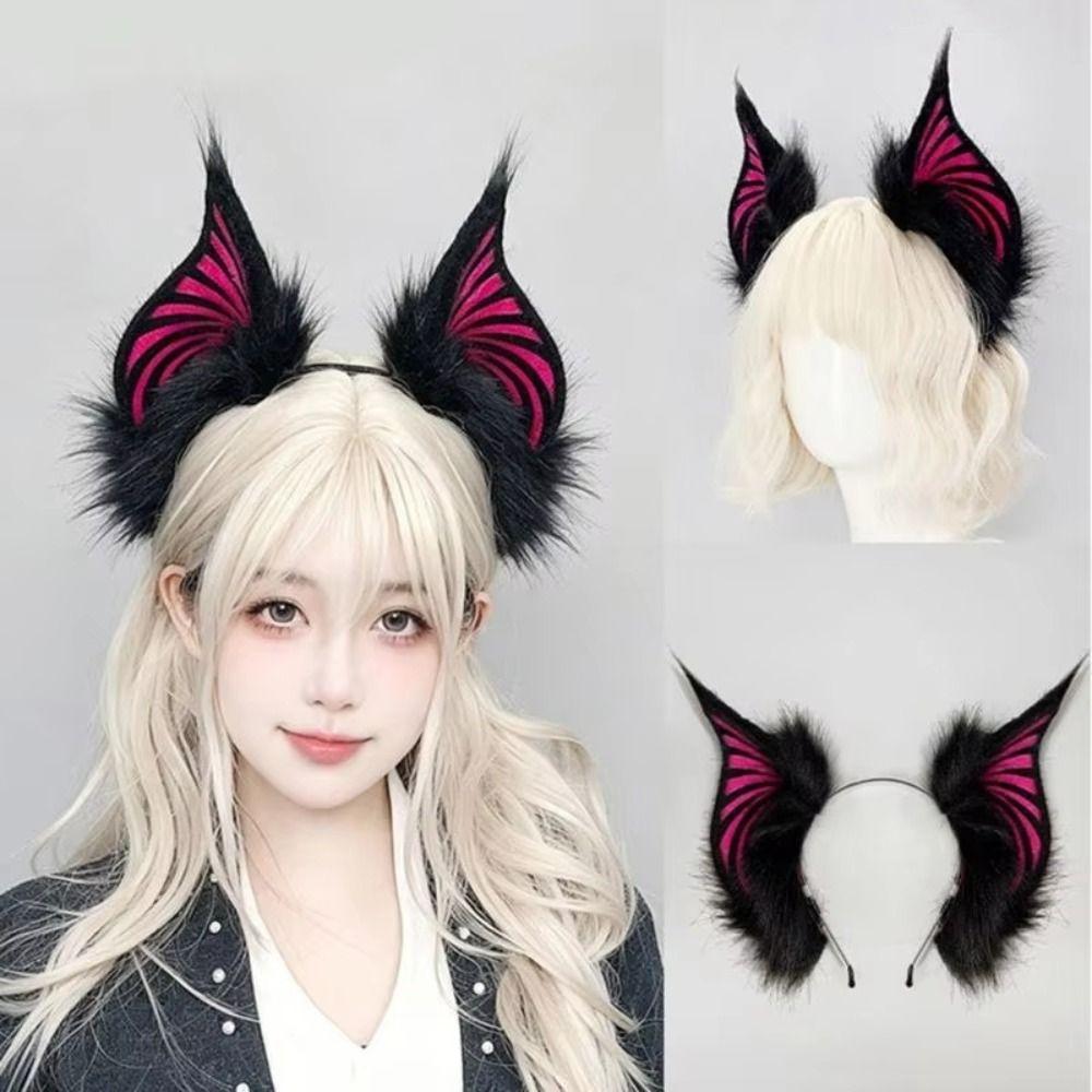 Soft Bat Headband Plush Cosplay Ears Headband Comfortable Plush Headband  Stage Performance