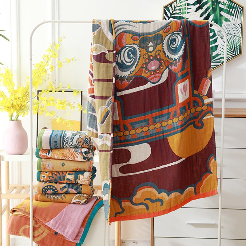 100% Cotton Gauze Large Bath Towel For El Home Bohemian Style Floral Print Throw Blanket Lightweight Sofa Cover Shawl Blanket