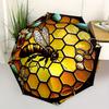 1pc Bee Honeycomb Automatic Open/close Umbrella, 8-Rib Sturdy Structure, Portable Travel Umbrella, Parties, Everyday Use, Outdoor Accessory,