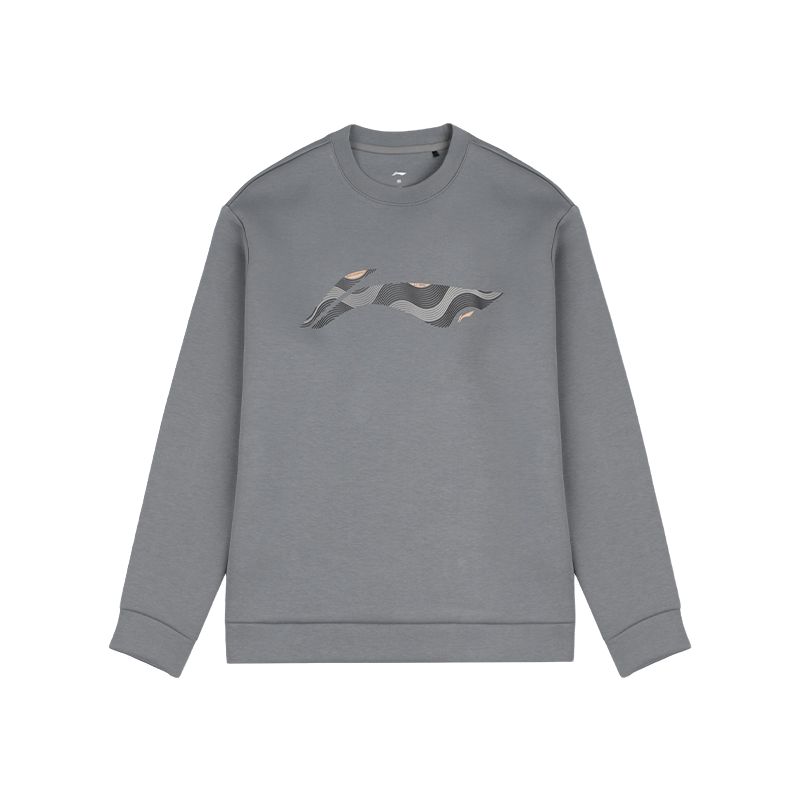 Li Ning Sweatshirts Men s Shadow Gray Crew Neck Moderate AWDVK37-1 S