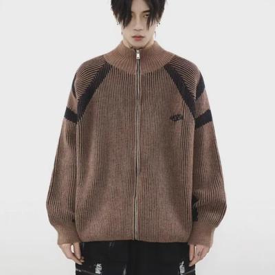 Unisex Retro Striped Turtleneck Sweater Cardigan for Autumn & Winter
